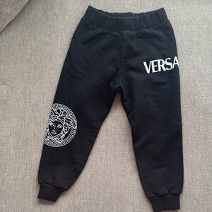 Versace Kids Black Sweatpants with White Logo